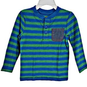 Cat & Jack Long Sleeve Striped Blue and Green Boys' T-Shirt Size 2T